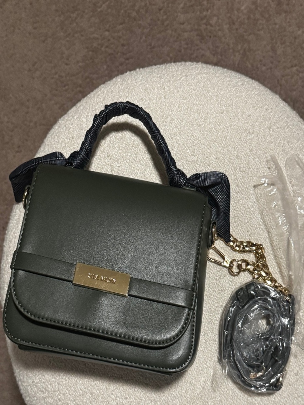 Steve Madden Structured Olive Green Crossbody Bag - Picture 3 of 5